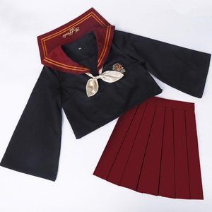 Gryffindor Sailor Uniform Costume Skirt Top Set M